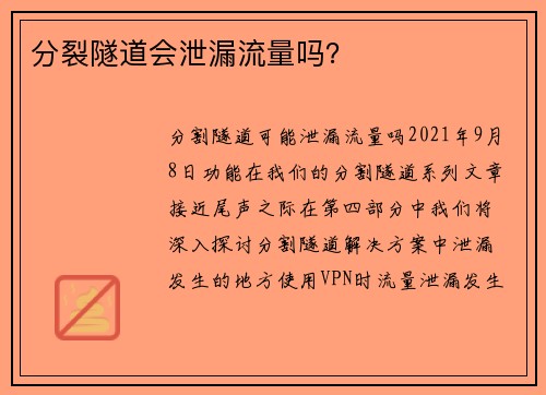 分裂隧道会泄漏流量吗？