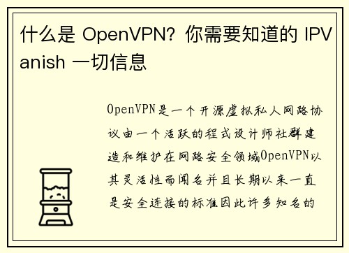 什么是 OpenVPN？你需要知道的 IPVanish 一切信息