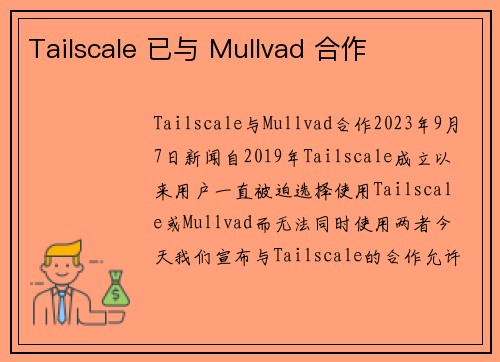 Tailscale 已与 Mullvad 合作 